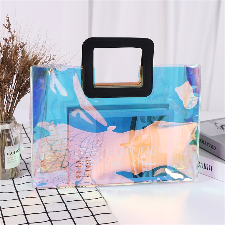 Holographic PVC Bag with Black Handles