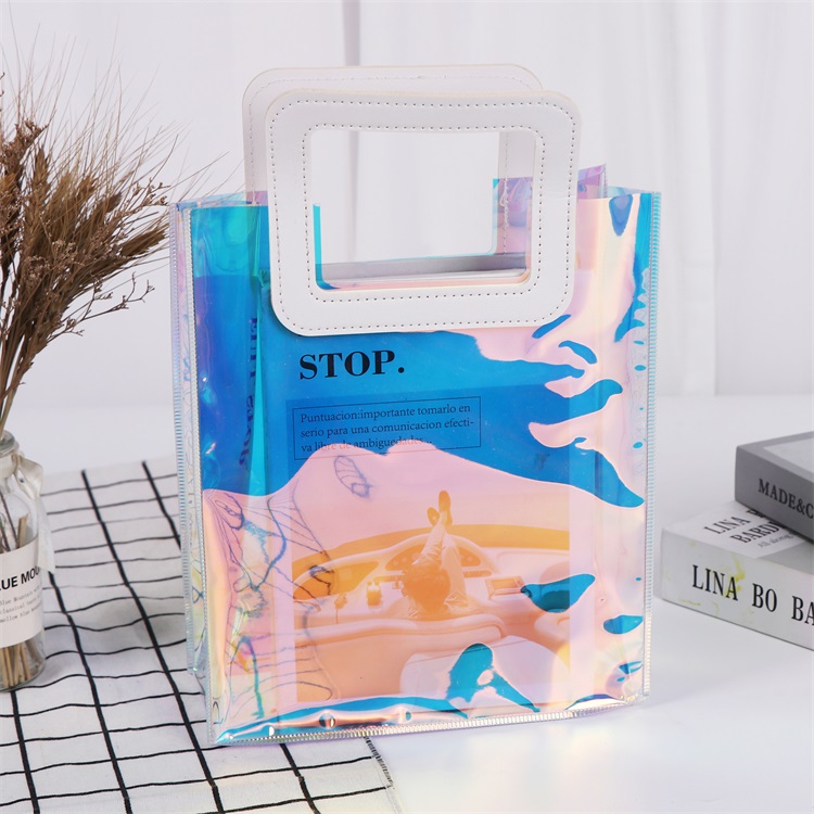 Laser PVC Bag with White Stitched Handles