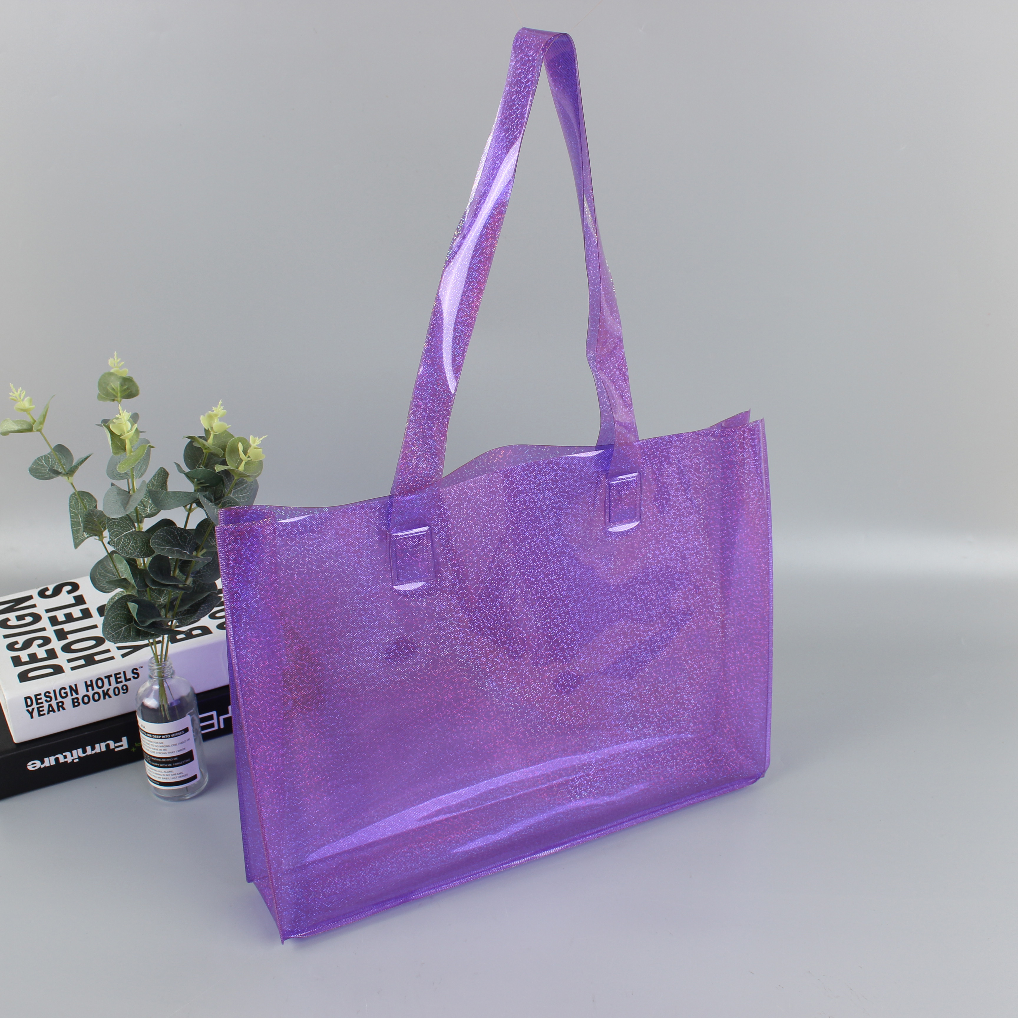 Purple Sparkle PVC Tote Bag